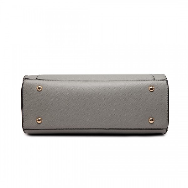 LT1650 - Miss Lulu Textured Leather Look Square Pocket Shoulder Handbag Grey LT1650 - Miss Lulu Textured Leather Look Square Pocket Shoulder Handbag Grey